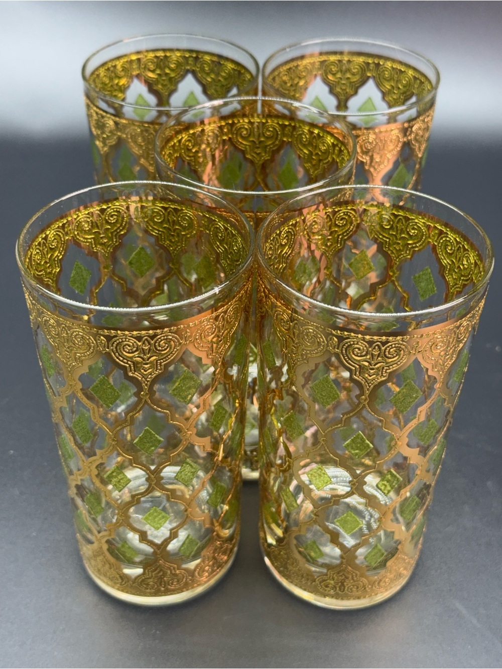 Vintage MCM Culver 22k Valencia Highball Glasses